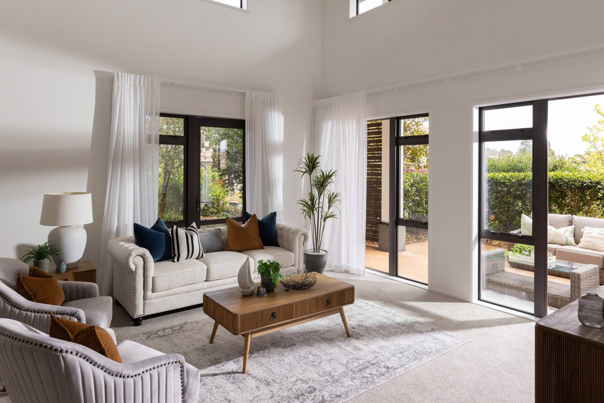 Three bedroom villa interior with open plan kitchen and dining
